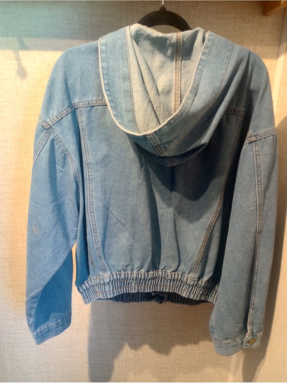 Women's Light Blue Hooded Denim Jacket - Picture 3 of 9